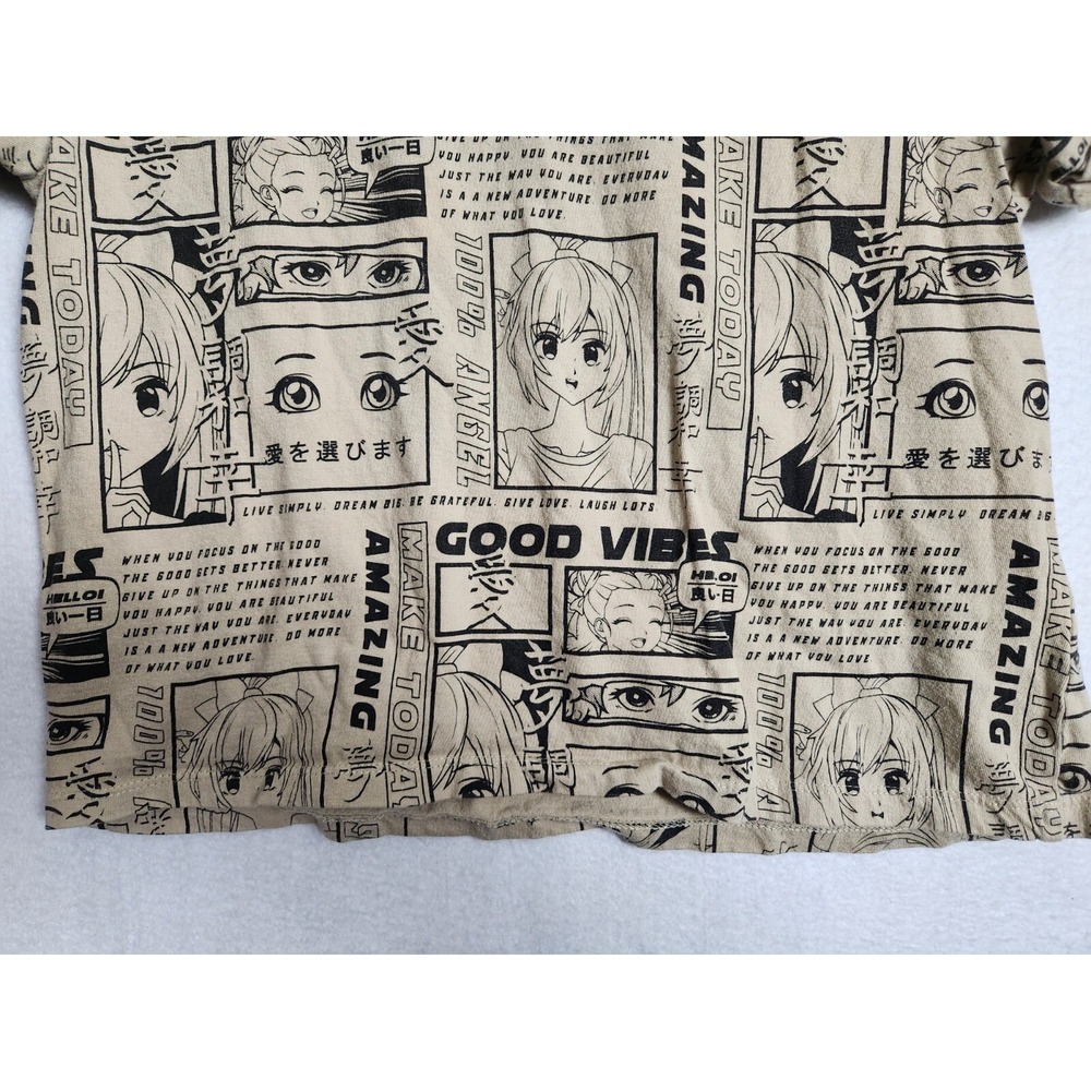 Vibe N Kids T Shirt Good Vibes Anime Comic Size M Cotton Tan - Picture 4 of 10